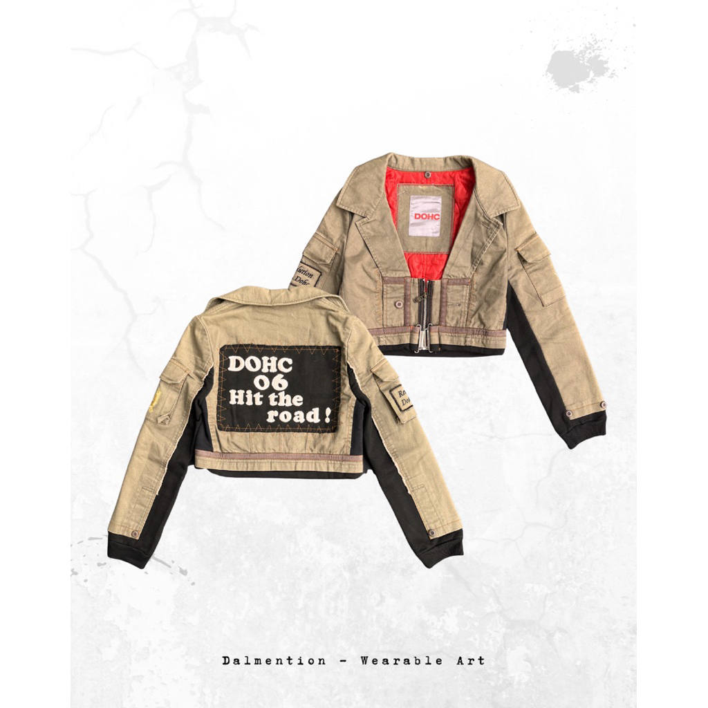 Vintage Jacket Zipper Punk Crop Top