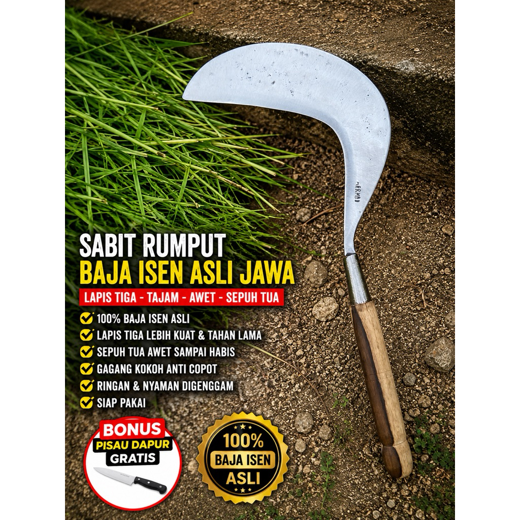 Sabit Rumput Baja Isen Asli Original Jawa Timur Cocok Untuk Pengaritan dan Alat Berkebun