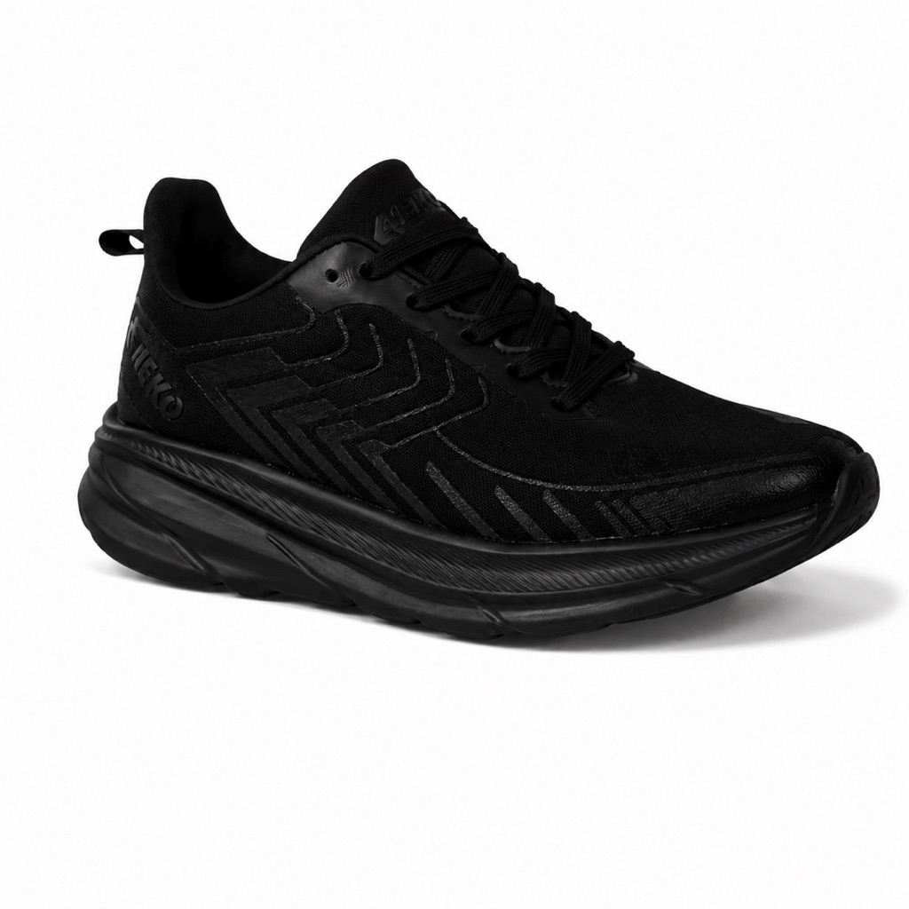 Sepatu Runing Olahraga Aeko Nanobles Fullblack Pria Wanita Lokal