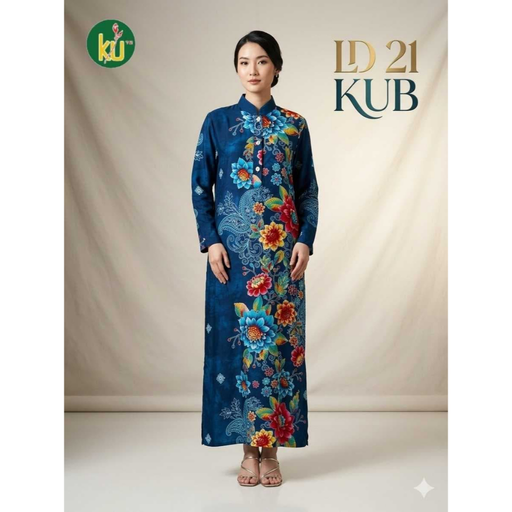 LD21 Daster Panjang Kencana Ungu Kerah Shanghai Baju Wanita Dewasa Busui Friendly Bahan Adem