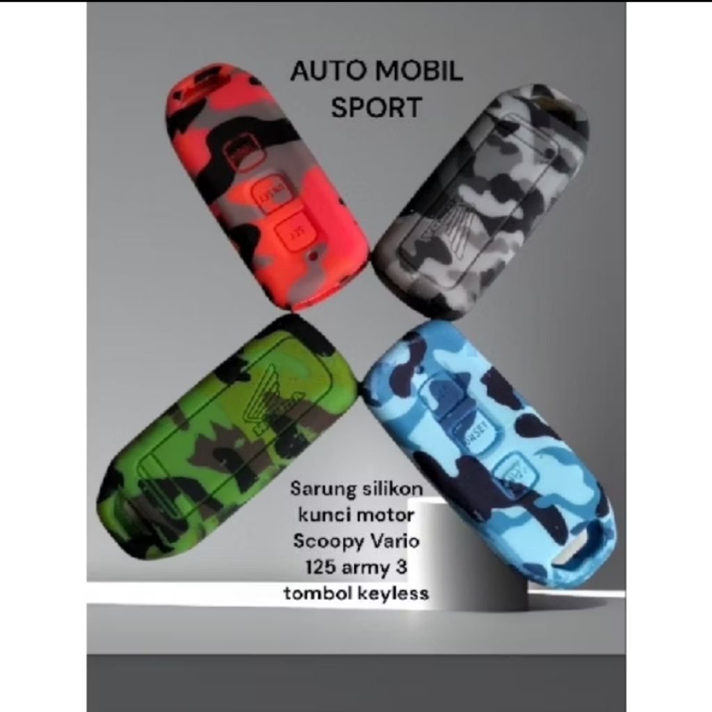 CASING SARUNG SILICON KUNCI MOTOR SCOOPY VARIO 125 ARMY 3 TOMBOL KEYLESS