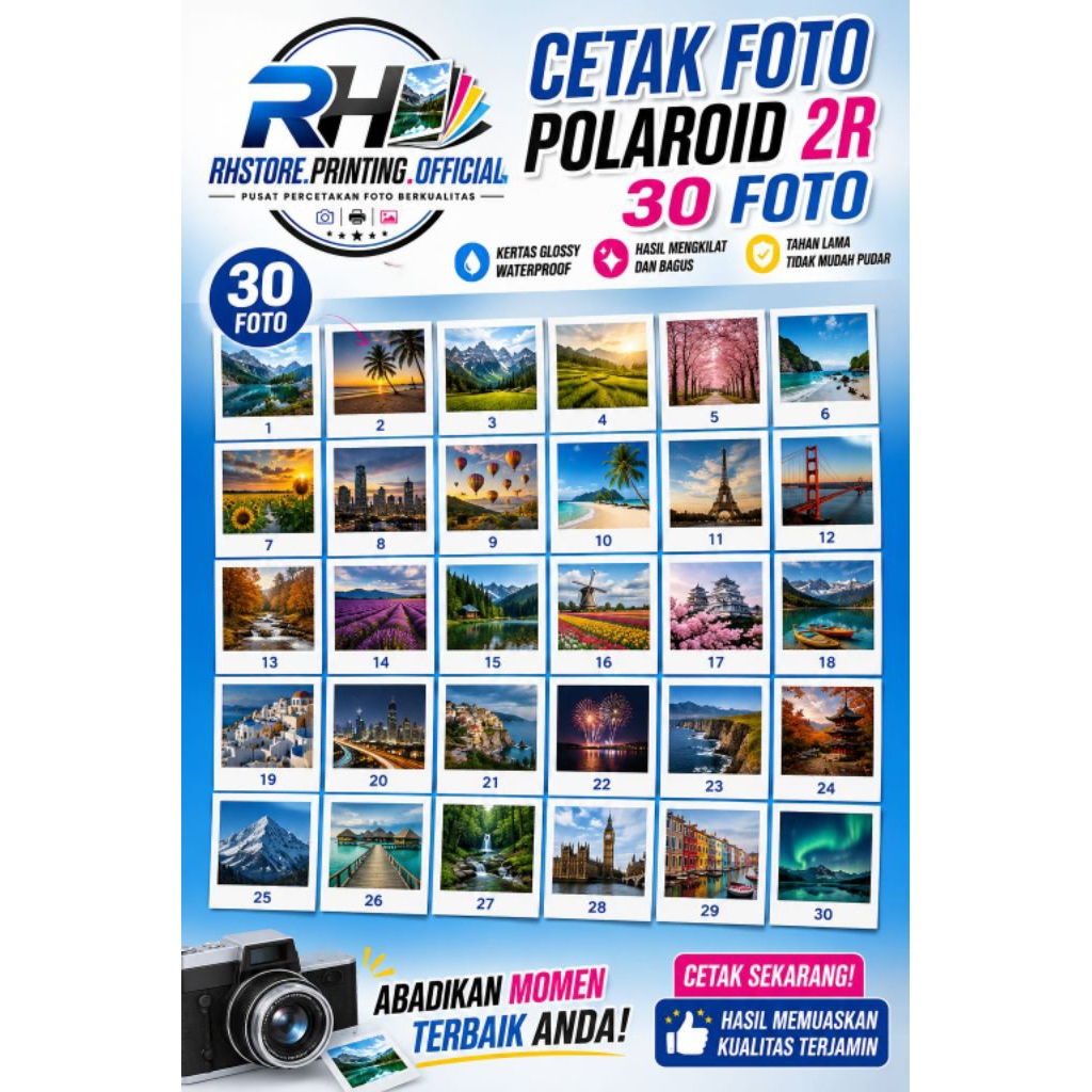 CETAK FOTO POLAROID 2R 30FOTO MURAH