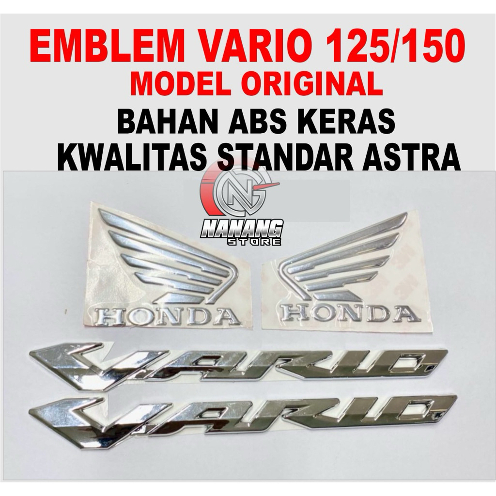 Emblem logo VARIO 125/150  3D timbul 1set (sepasang) kualitas original bahan ABS plastik