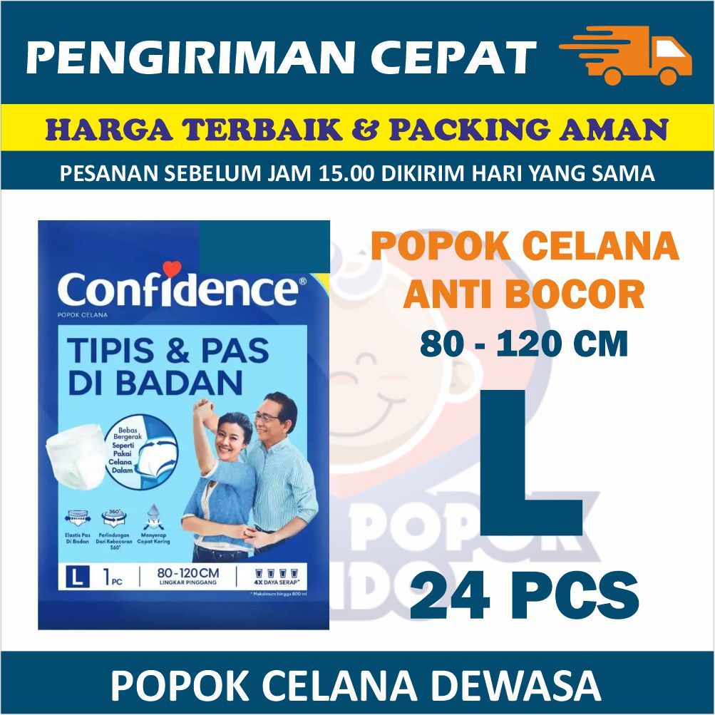 Confidence Popok Celana Dewasa Ukuran L 24pcs - Confidence Popok Dewasa Ukuran L 24pcs Sachet Rencen