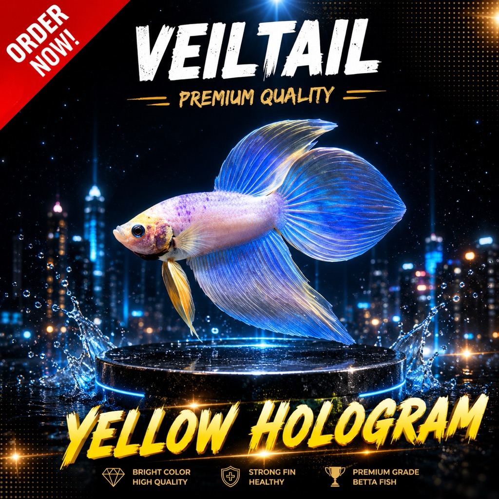 ikan cupang veiltail yellow hologram grade