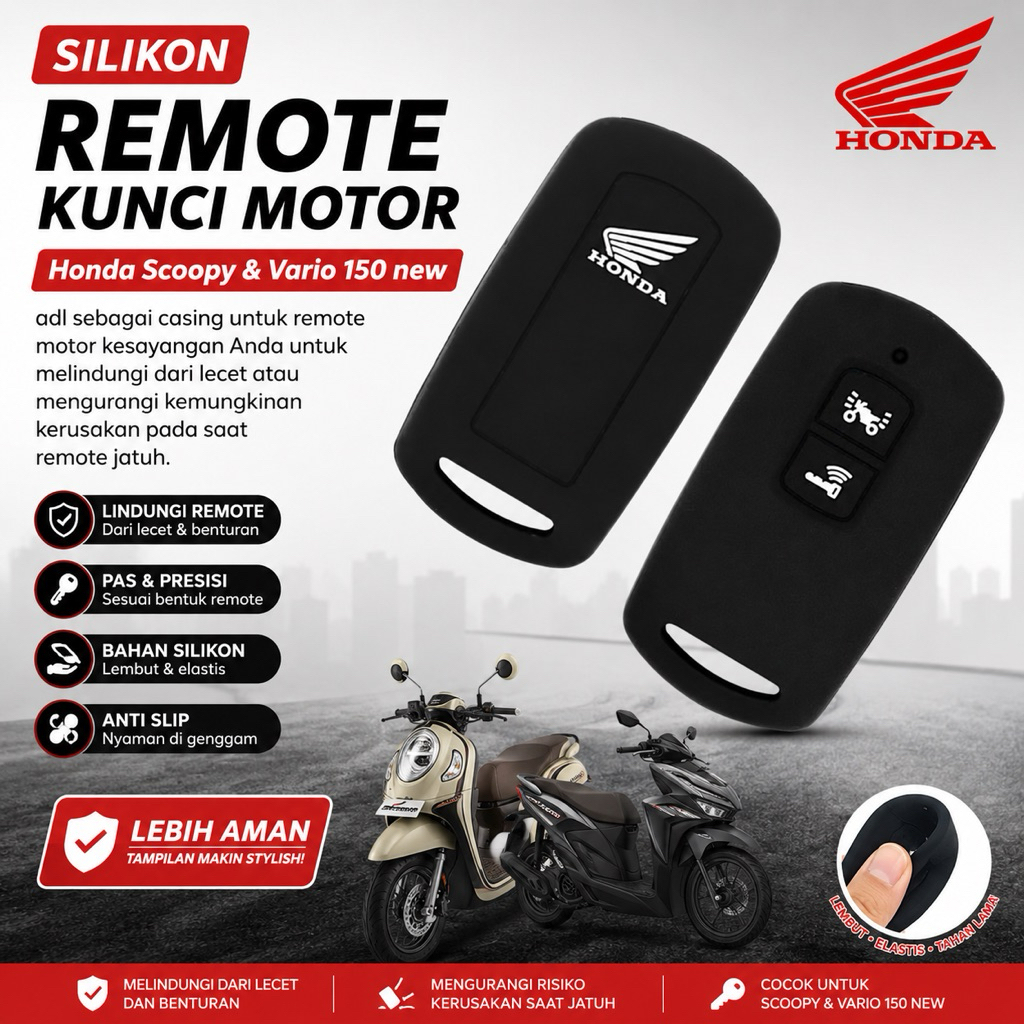 SILIKON COVER KUNCI REMOTE MOTOR - HONDA SCOOPY PRESTIGE STYLISH 2021 2022 / VARIO 150 KEYLESS 2018 