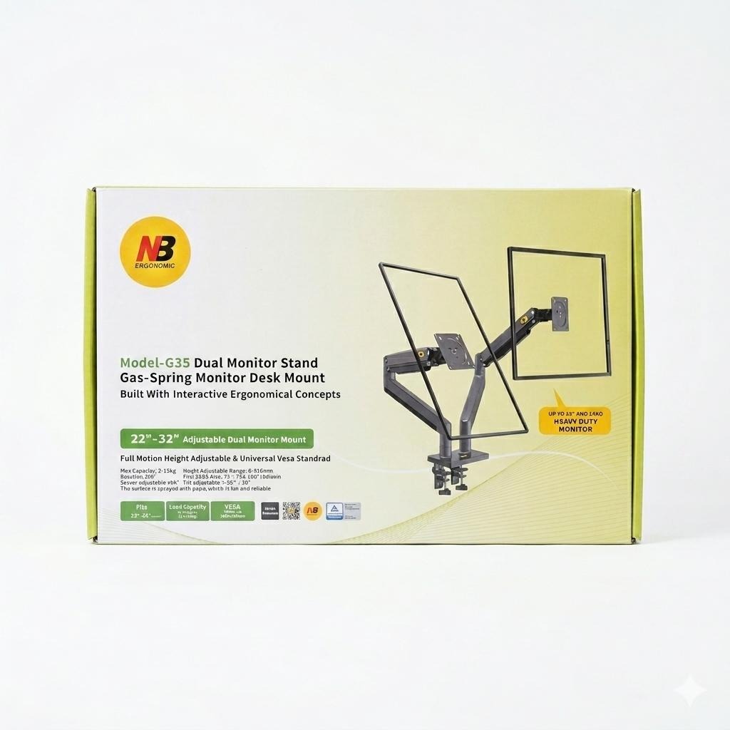 NB G35 Bracket Monitor Dual Gas Spring - Penyangga Monitor PC 22-32 Inch