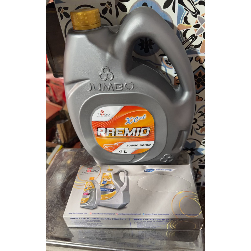 oli mobil jumbo X'cool premio free tissue 20w50 4liter original
