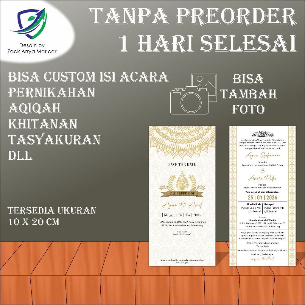 CETAK UNDANGAN 1` HARI SELESAI acara aqiqah khitanan pernikahan dll bahan kertas bc 150 gsm 10 x 20 