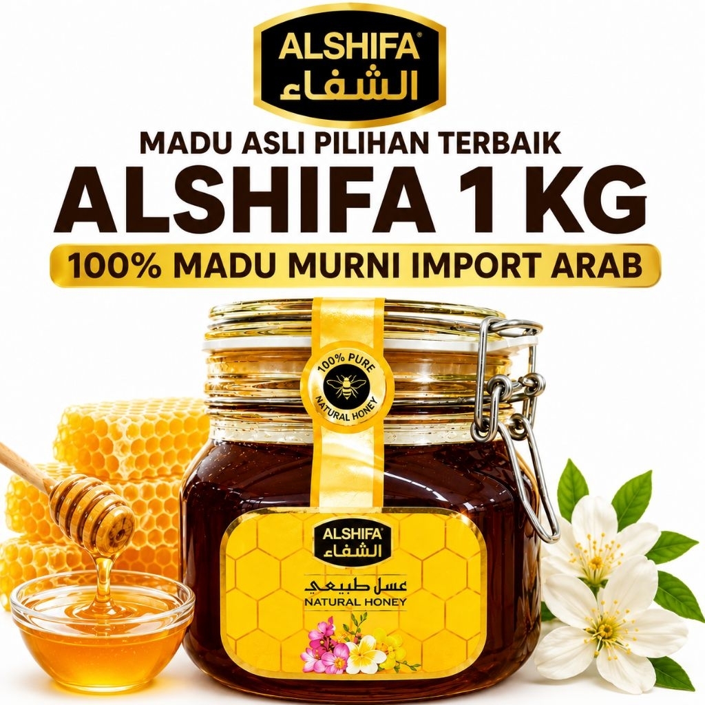 Madu Alshifa 1Kg Asli Import Arab Saudi | 100% Natural Honey | Madu Murni Premium Kualitas Terbaik
