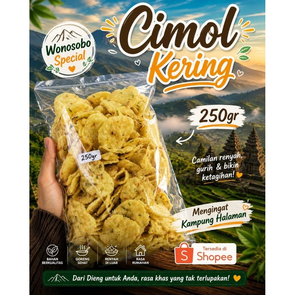 cimol kering gepeng khas Wonosobo 250gr | cimol kering | cimol kering crispy | cimol kering gurih | 