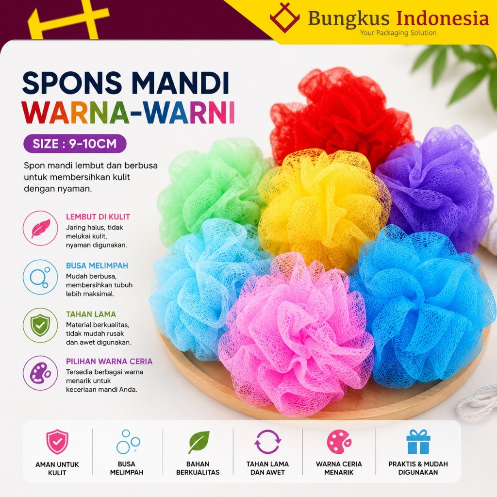 Spons Mandi Mini Jaring Rainbow Spon Sponge Shower Gel Spons Mandi