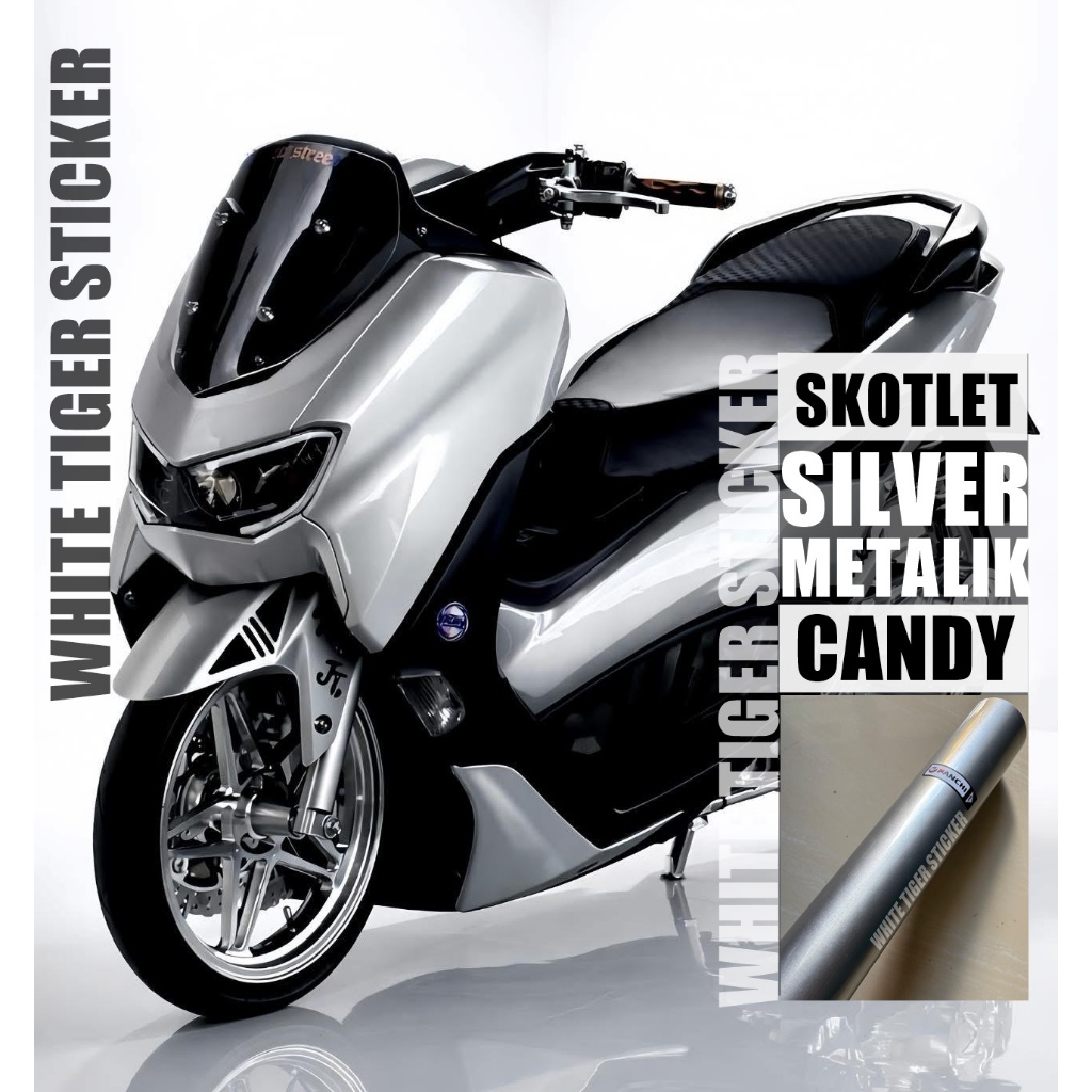 SKOTLET STIKER SILVER SKOTLET SILVER METALIK CANDY SKOTLET SILVER GLOSY SKOTLET FANCH PREMIUM