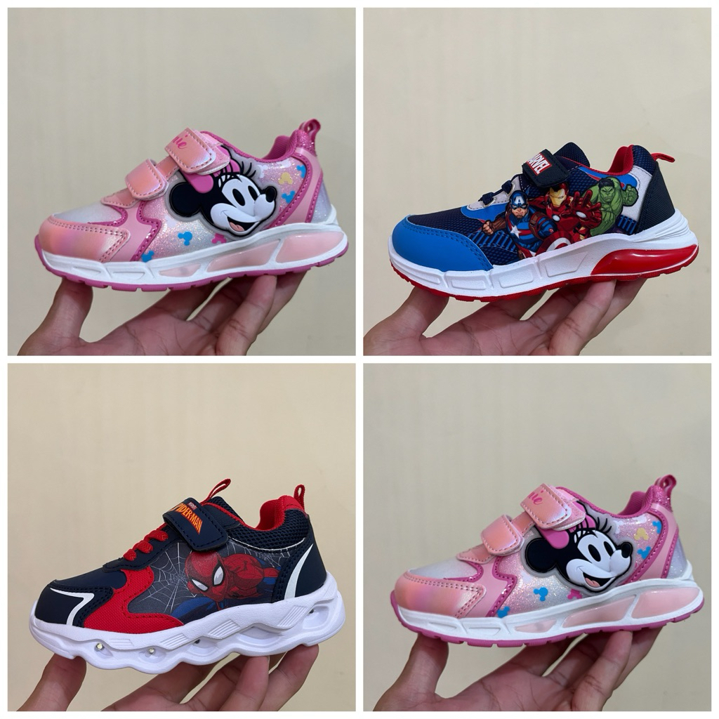 Sepatu Anak Minnie Mouse / Marvel Lampu Original By Astec