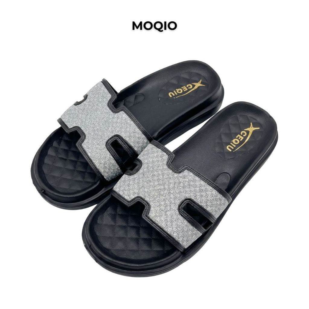 Moqio Sandal Wanita Korea Manik-Manik Ceqiu Sandal Selop Teplek Wanita Fashion Korea