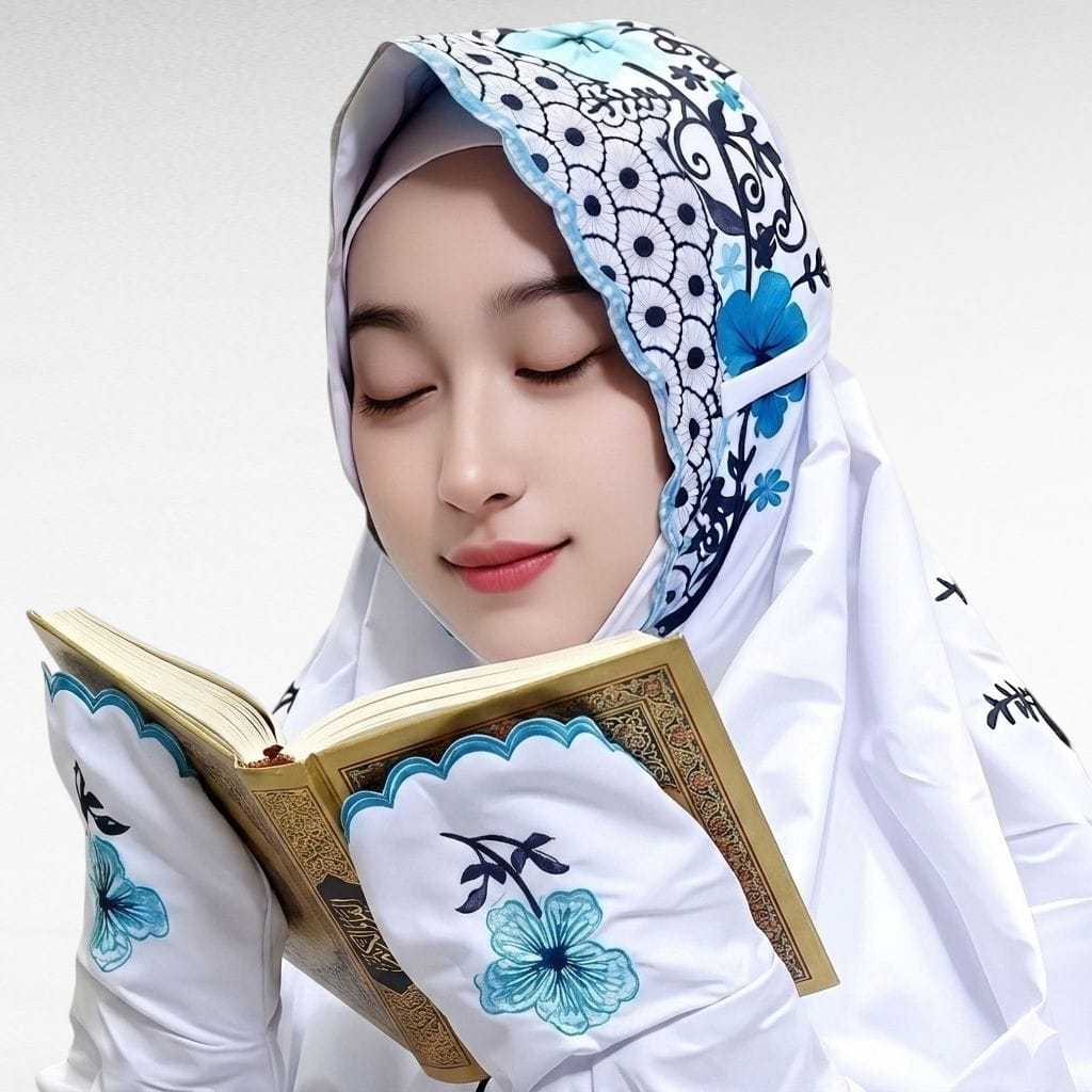 Mukena Terusan Bordir Bunga Sepatu | Katun Mikro Premium | Elegan & Mewah untuk Ibadah