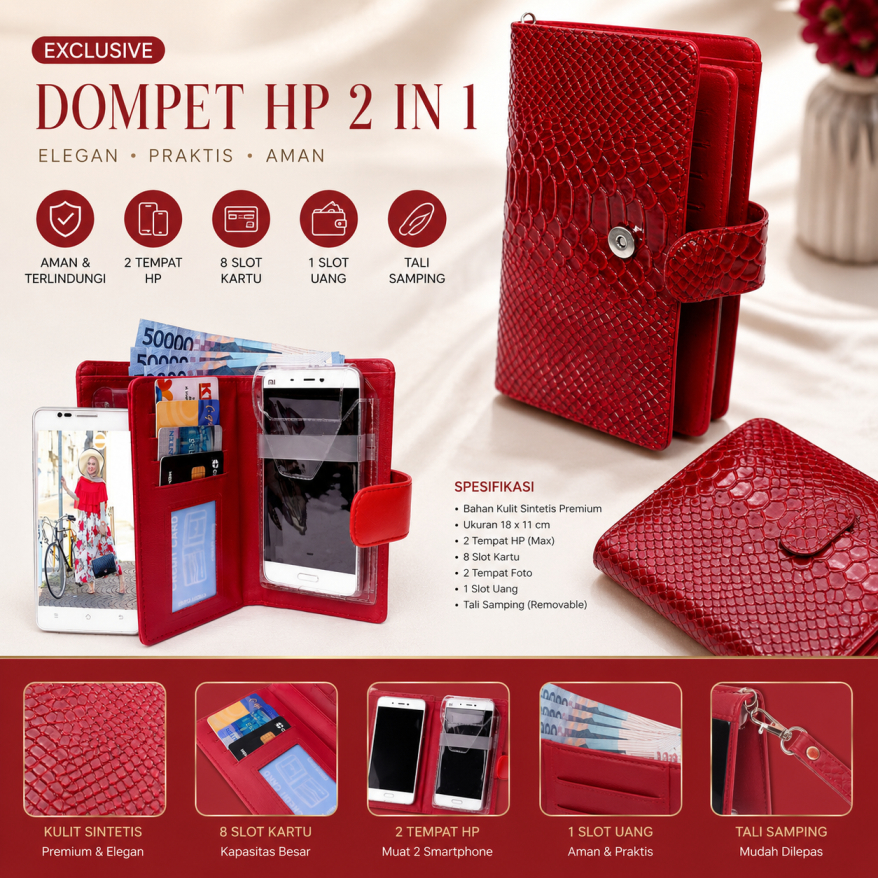 Grosir Dompet 2 hp Kulit Croco glossy Alexia Super Murah