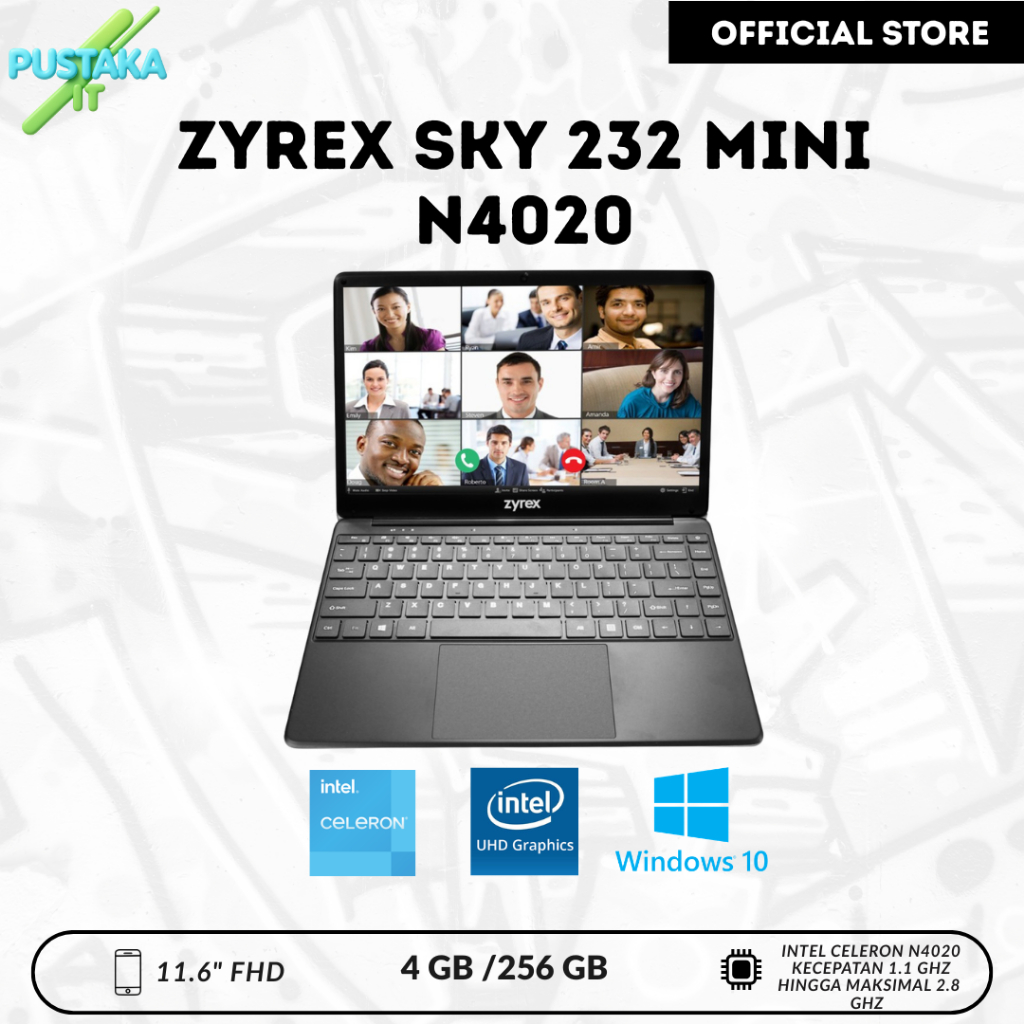 [GARANSI 2 TAHUN] LAPTOP ZYREX SKY 232 MINI N4020 4GB 256GB+64GB W10 11.6FHD BT 2Y