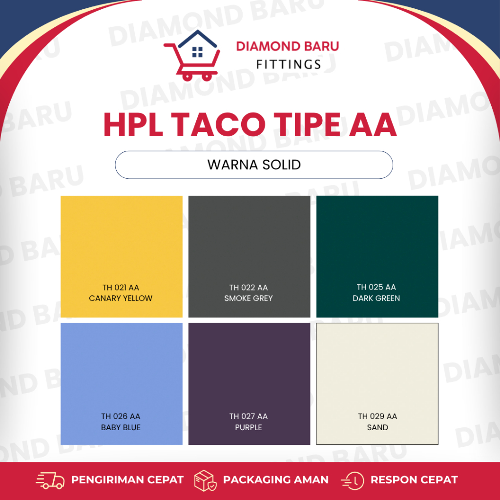 HPL TACO TIPE AA WARNA SOLID Pelapis Furniture dan Interior
