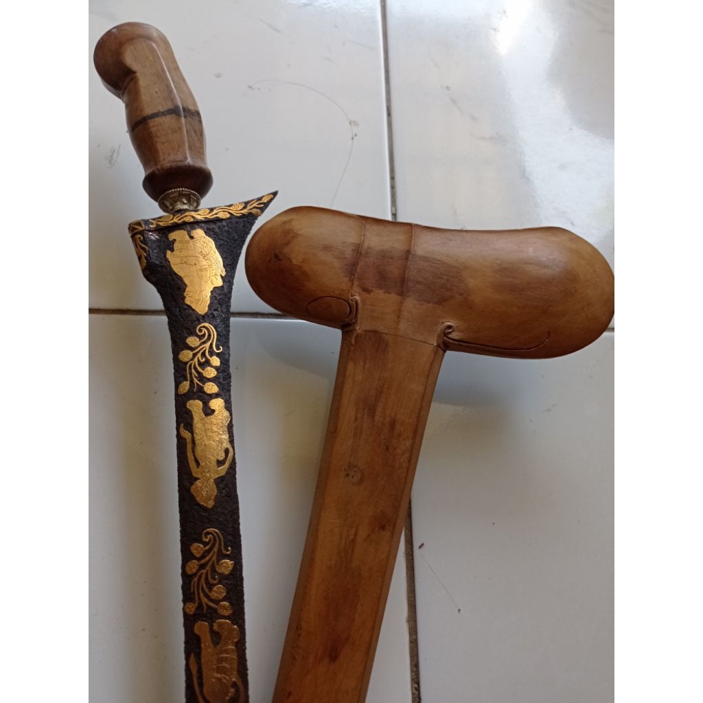 Keris kinatah wayang sepuh bilah 33cm