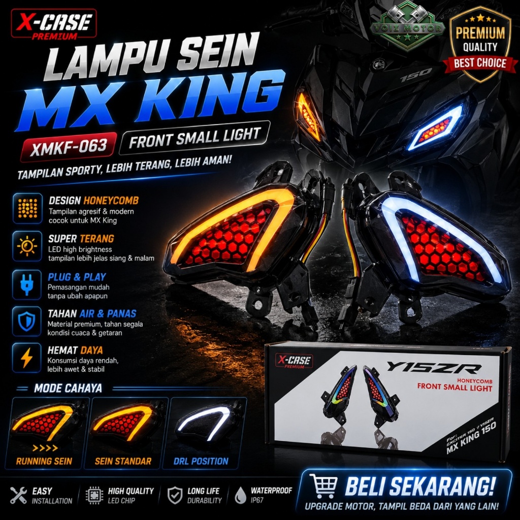 Lampu Sein MX King X-Case XMKF63 LED RGB Lampu Alis RGB Aplikasi 255 Mode Lampu X-Case MX King
