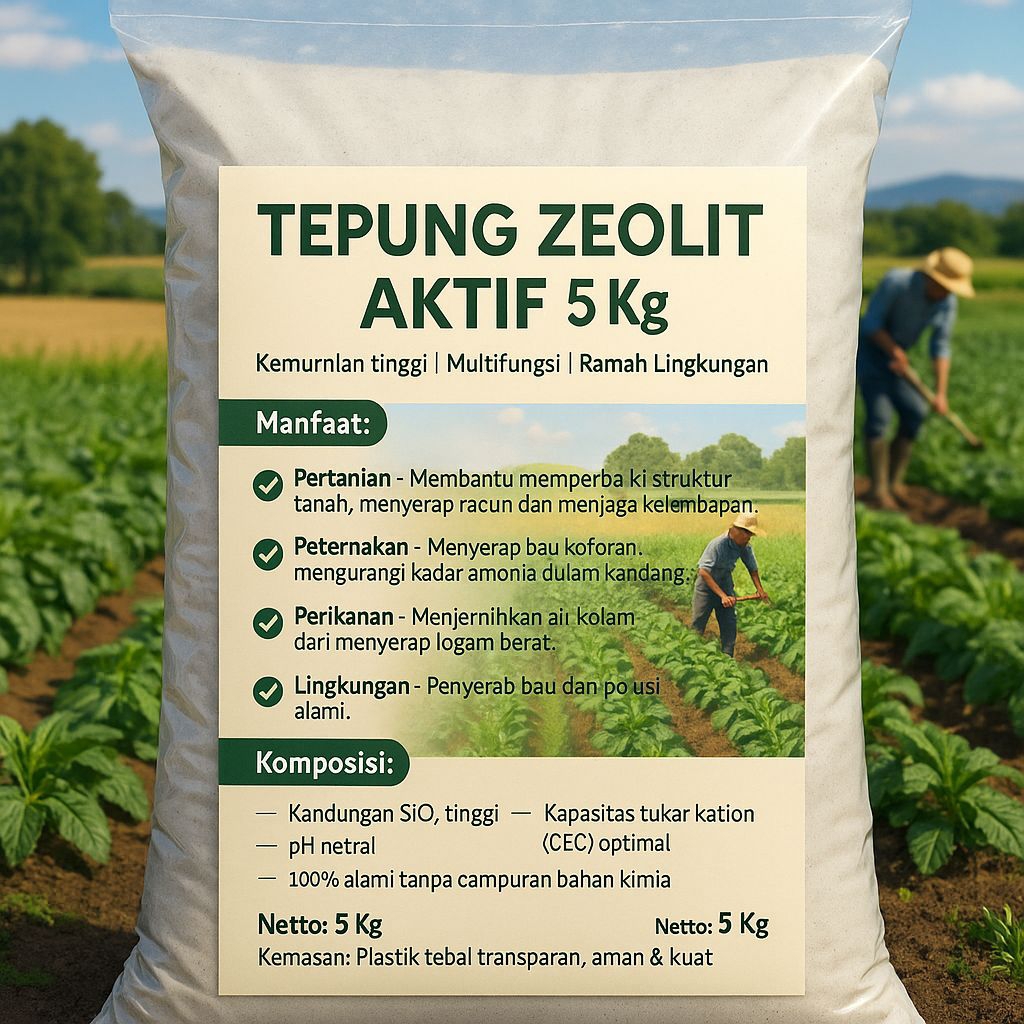 powder zeolit 5 kg cocok untuk pertanian perikanan dan peternakan