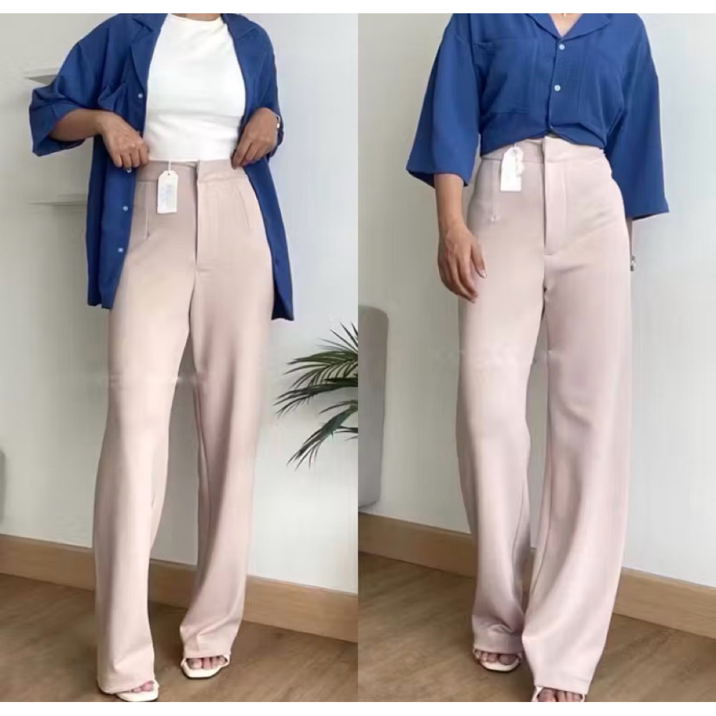 preloved celana bahan scuba warna ivory
