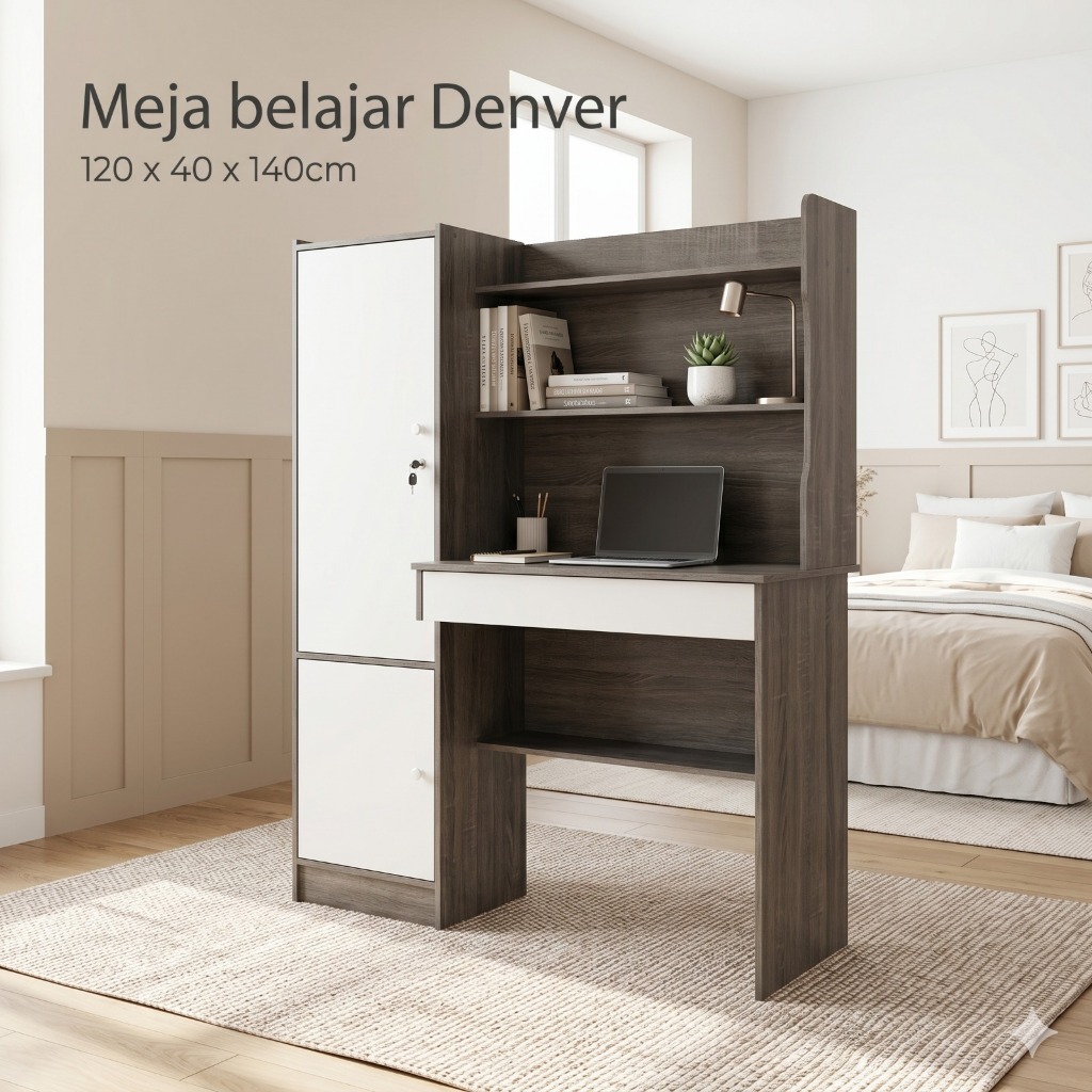 meja belajar anak bahan Olympic minimalis modern lemari
