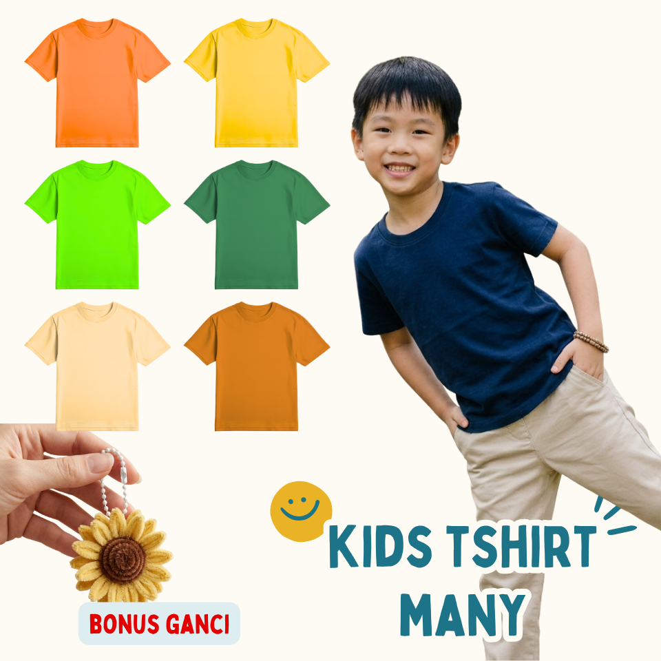 Baju Kaos Polos Anak Laki Laki Perempuan Cotton Combed 30s Asli Premium Kaos Oblong Anak Unisex T Sh
