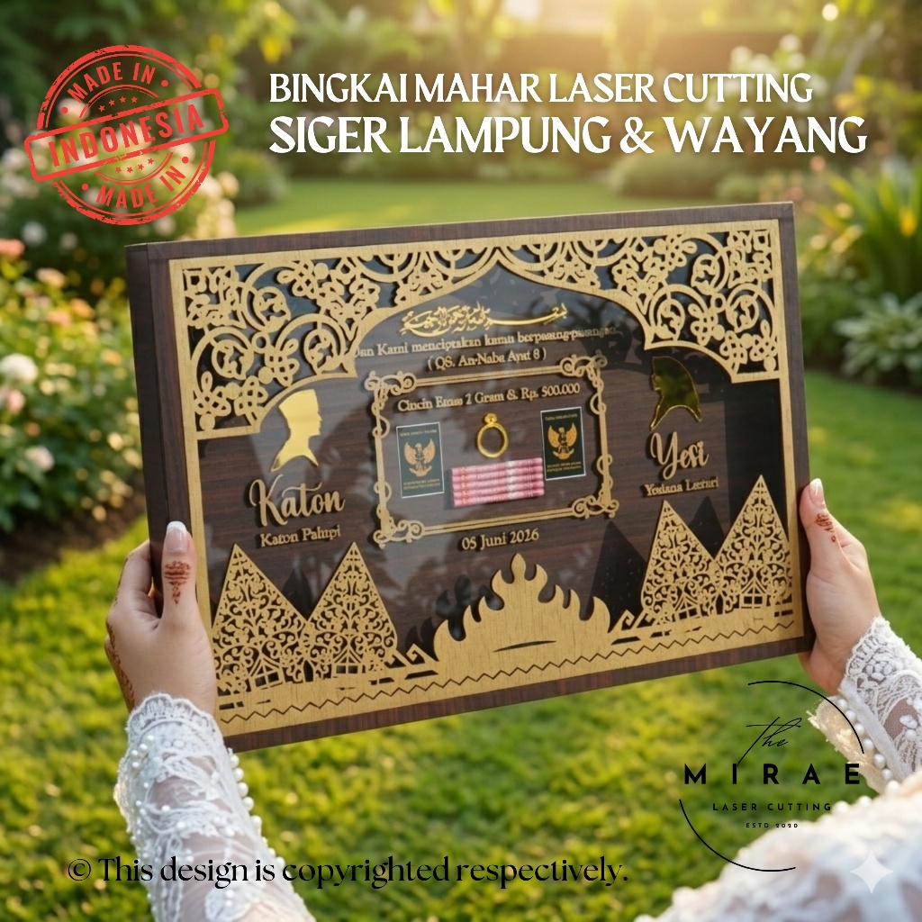 Mahar Nikah Nikah Lampung Mix Series Akrilik Mahar Laser Lampung Bingkai Pernikahan Mahar 30x45cm