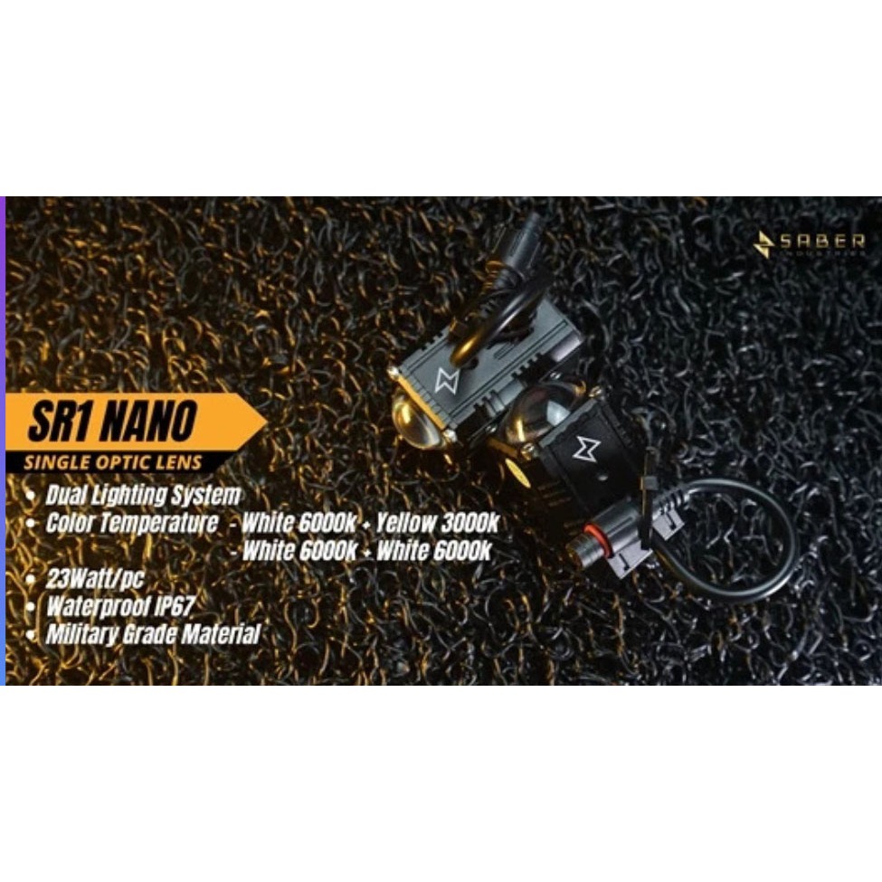 SABER SR1 NANO BLUE LENS LED PROJECTOR MOBIL / LAMPU TEMBAK SABER SR3