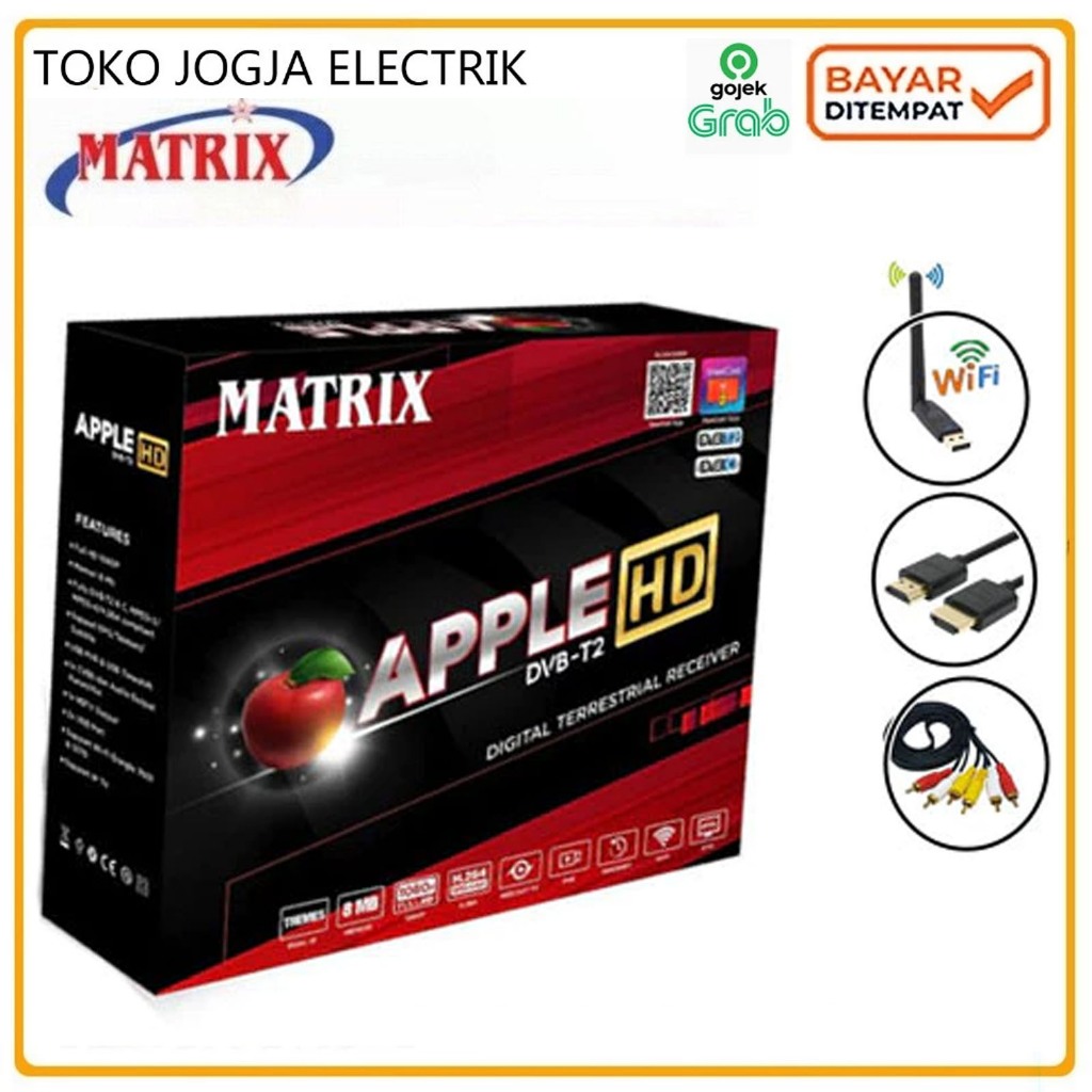 STB Matrix Apple Merah Set Top Box TV Digital DVB T2 Matrix Apple HD