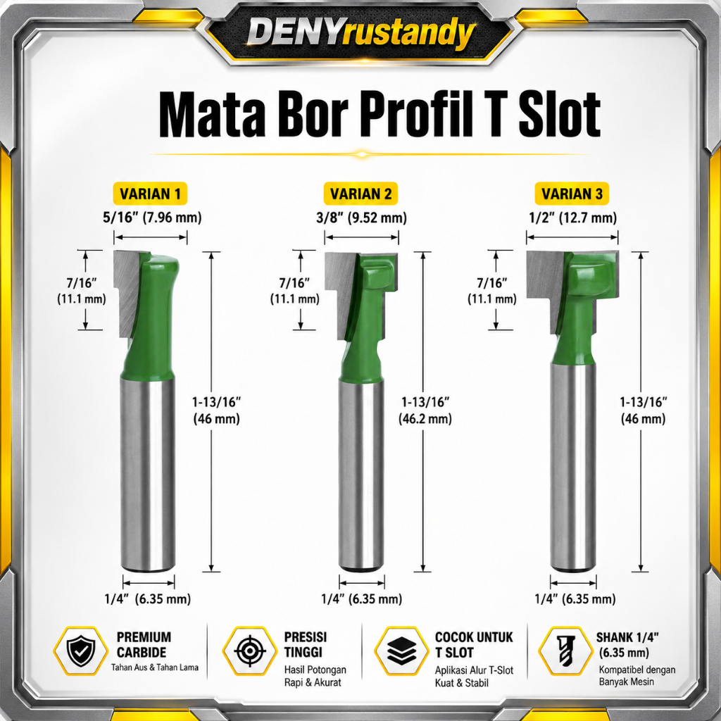 Mata Profil Kayu T Slot - T slot Router Trimmer Bit
