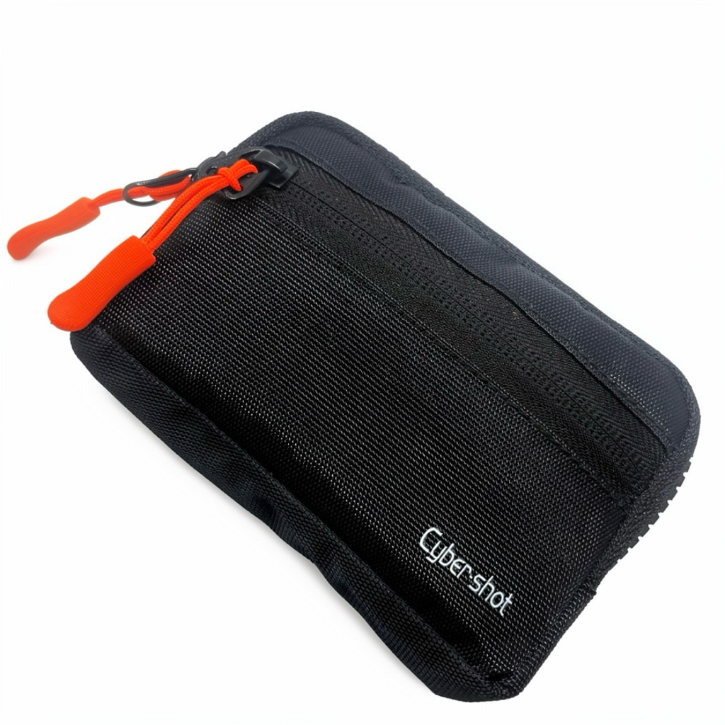 Dompet digicam pocket black orange