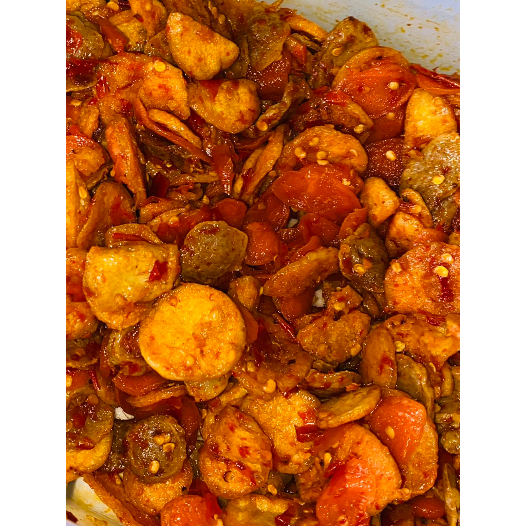 Cobek basreng pedas gurih, basreng cobek pedas.