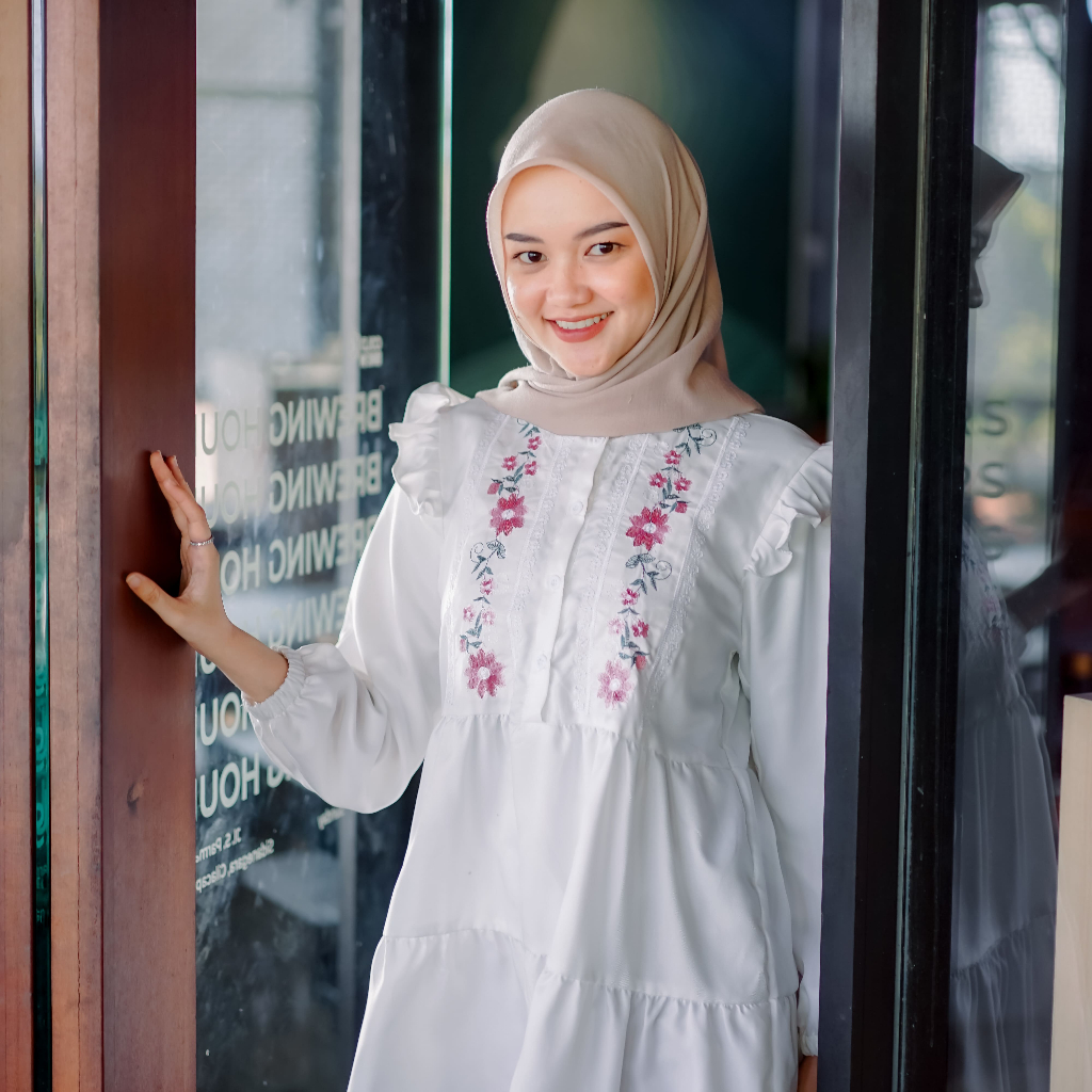 Tunik Bordir Floral Atasan Wanita Ozara Outfit Shakila Premium