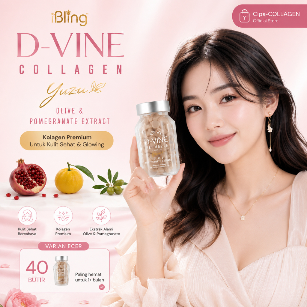 D-Vine Collagen 40 Butir - Ecer Original Wellous iBling, Candy Collagen Dvine Membantu Mencerahkan K