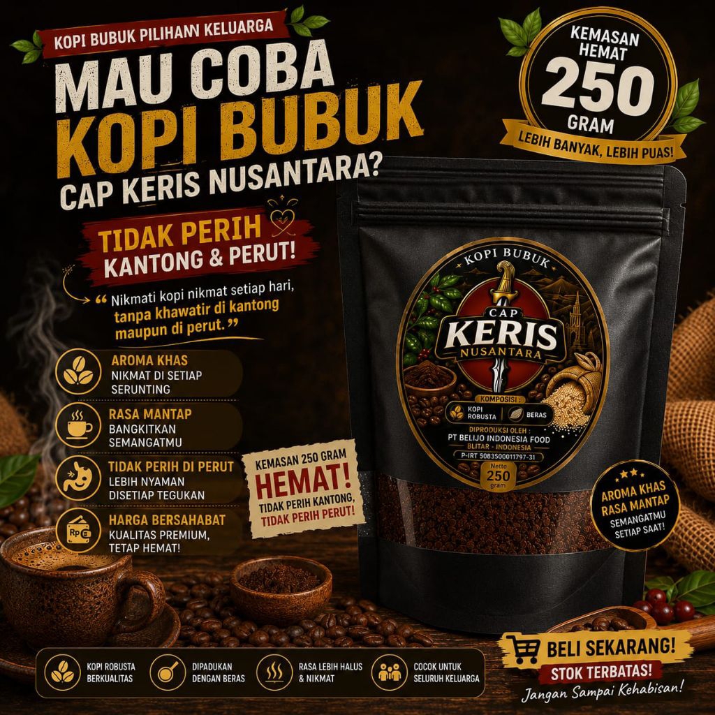 Kopi Bubuk Cap Keris Nusantara | Kopi Tradisional Nusantara | 250g