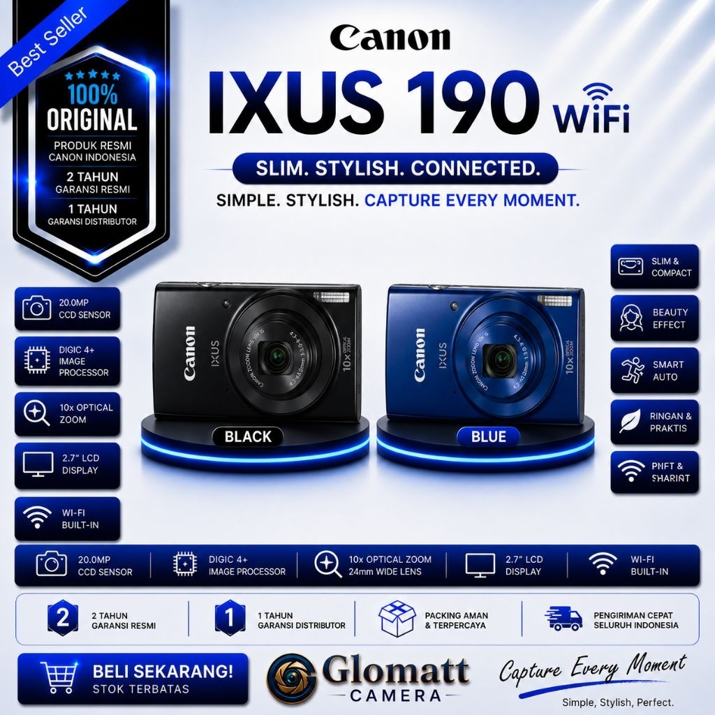 CANON IXUS 190 WIFI / CAMERA DIGITAL CANON IXUS 190 / CANON IXUS 190 POCKET CAMERA
