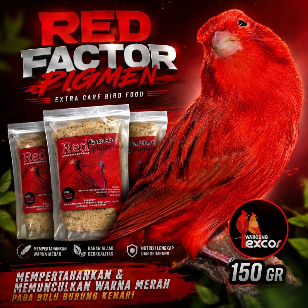 Pakan Kenari Pencerah Warna Bulu Kenari Merah Red Factor Pigmen Excor - 150gr