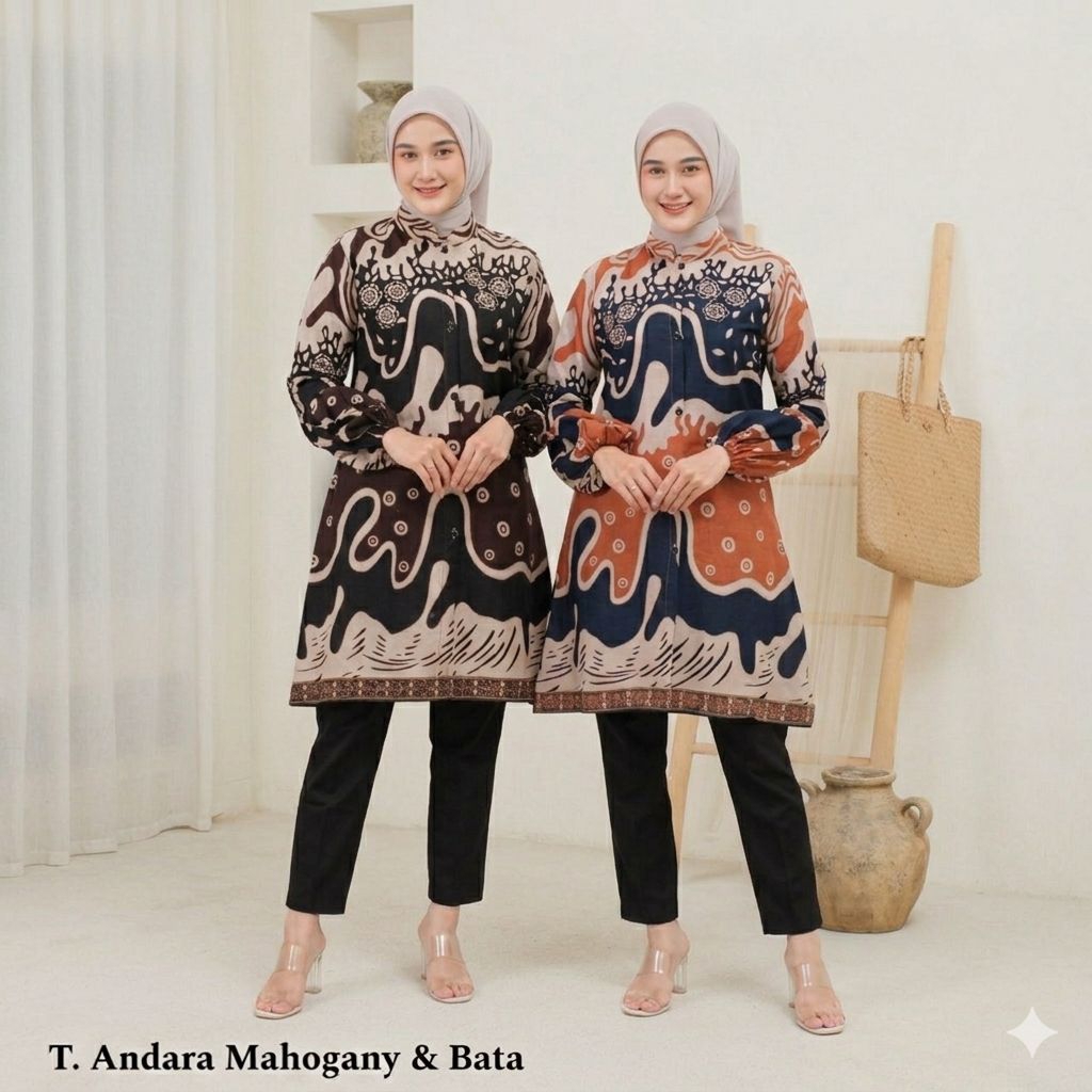 Batik Tunik Wanita Kerja - Atasan Batik Tunik Wanita Kerja Modern Model Terbaru Elegan Bahan Katun P