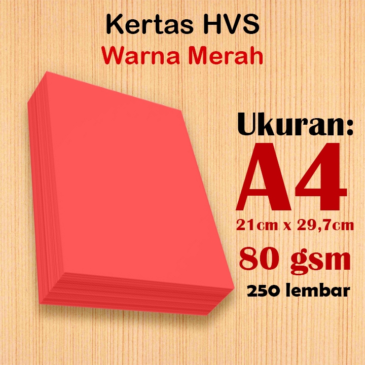 SIDU KERTAS MERAH | KERTAS HVS A4 80GSM IT 250 RED MERAH CABE | SIDU SPECTRA SPEKTRA COLOUR