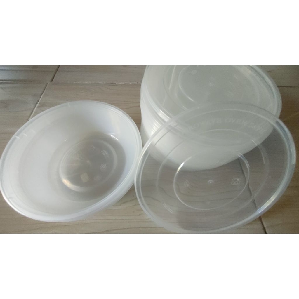 Mangkok Bowl & Tutup Plastik Transparan 650ml