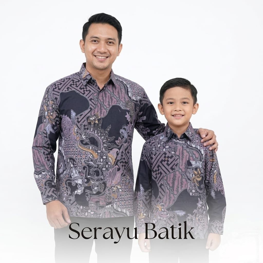 Kemeja Batik Couple Bapak Dan Anak Katun Solo Premium Batik Couple Ayah Dan Anak Lengan Panjang Warn