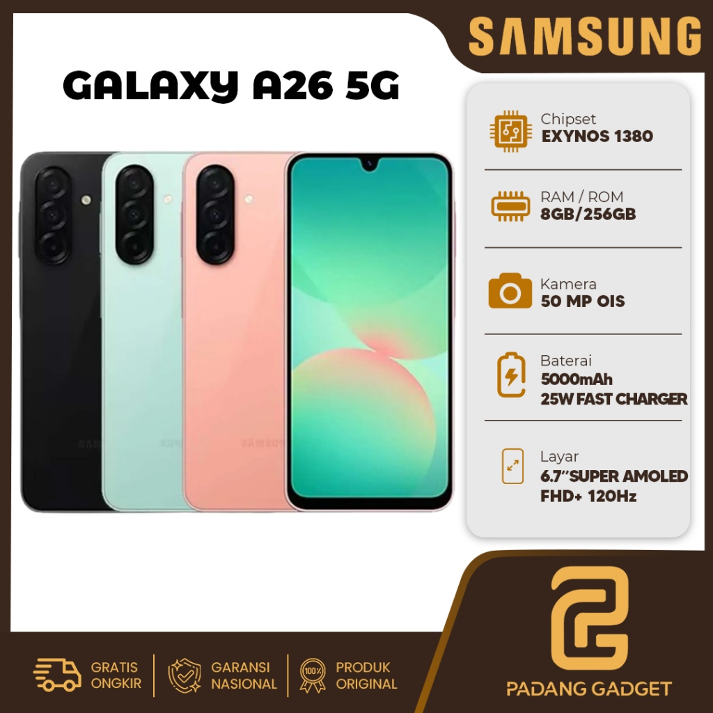 Samsung Galaxy A26 5G 8/256GB HP Android Smartphone Baru Original Garansi Resmi
