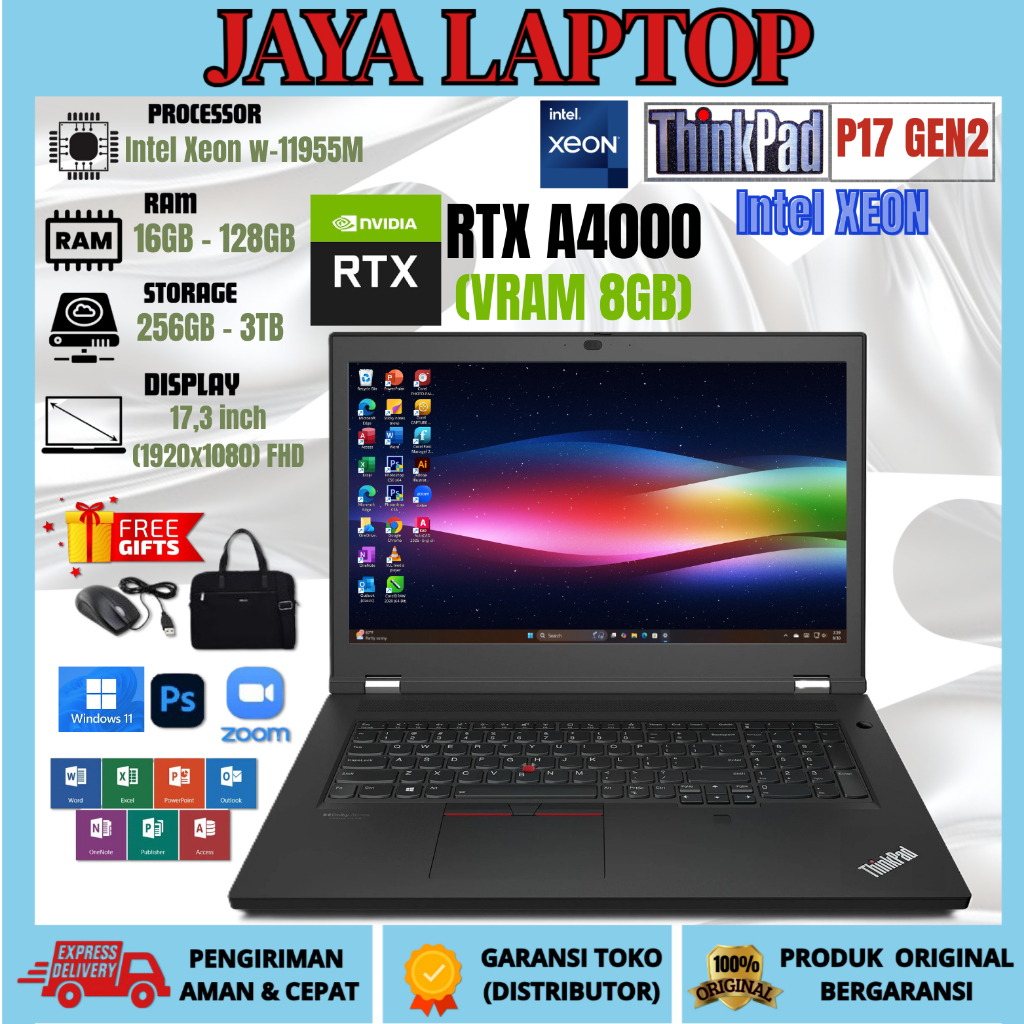 LAPTOP LENOVO THINKPAD P17 GEN2 XEON W-11955M RAM 128GB / SSD 6TB NVME NVIDIA RTX