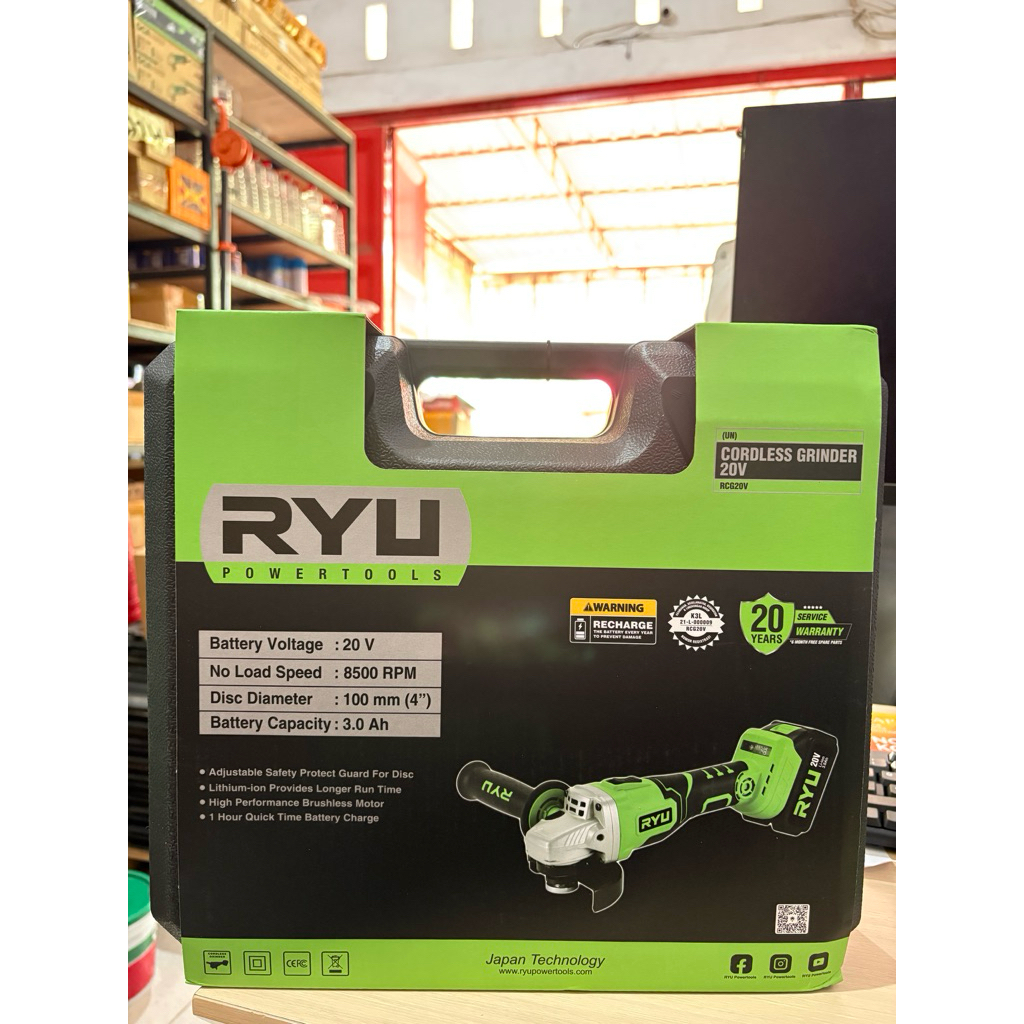 Mesin Gerinda Cas Cordless Ryu Type "RCG20V"