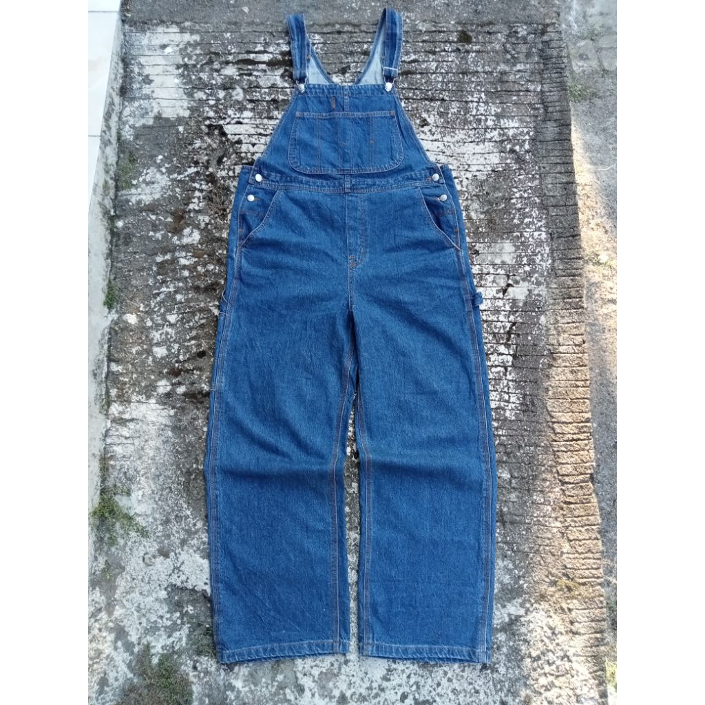 spao overall denim carpenter pants indigo blue