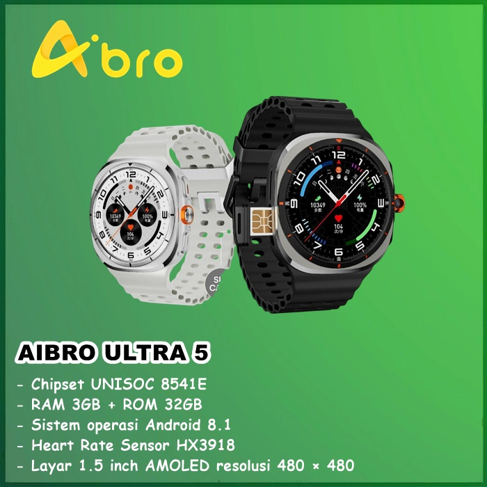 Aibro Ultra 5 Smartwatch Android 4G | Amoled 1.58 Inch” | Ram 3Gb Rom 32Gb | Camera | Sim Card | Sim