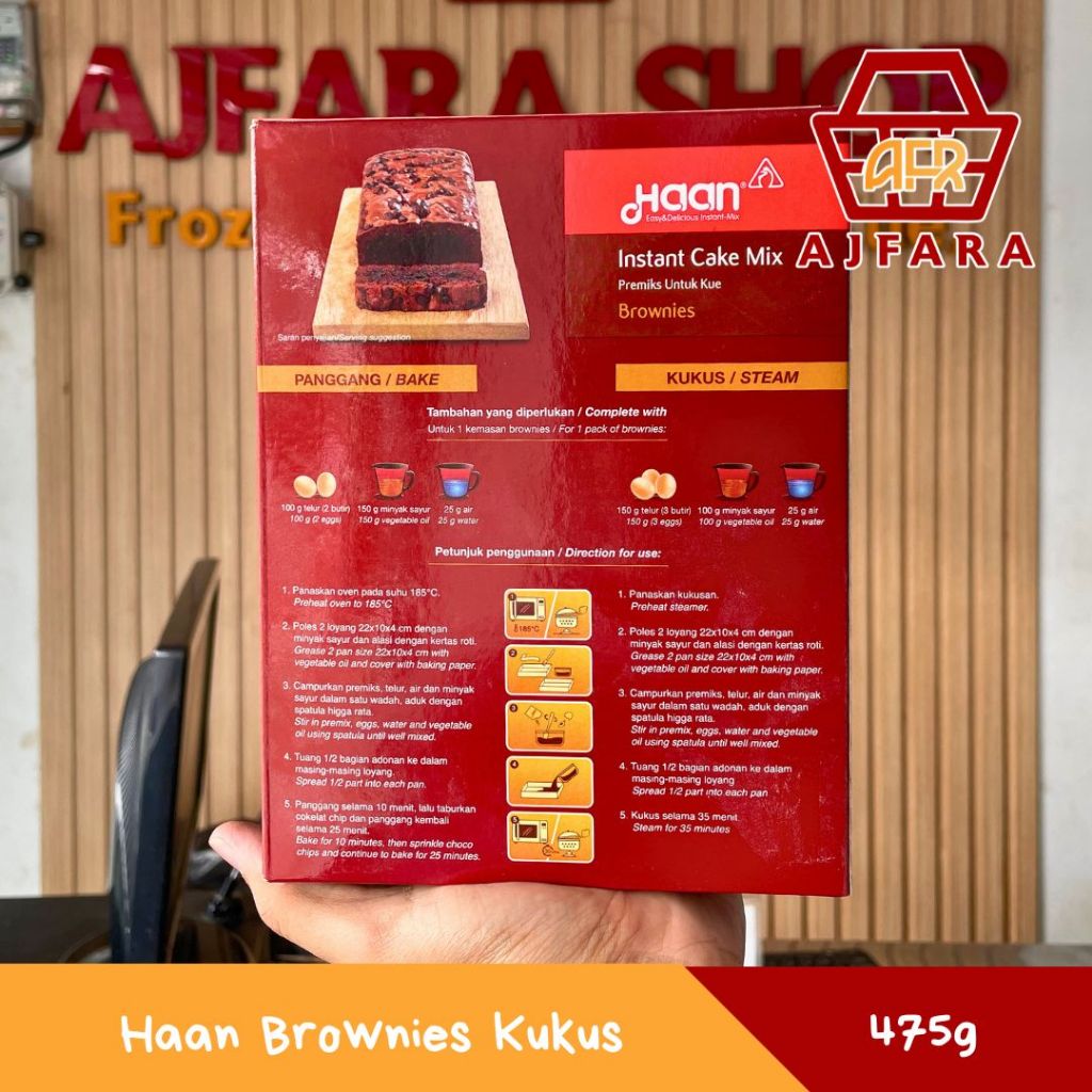Haan Brownies 475g Tepung Premiks Kue Instan Brownies Panggang dan Kukus Halal MD